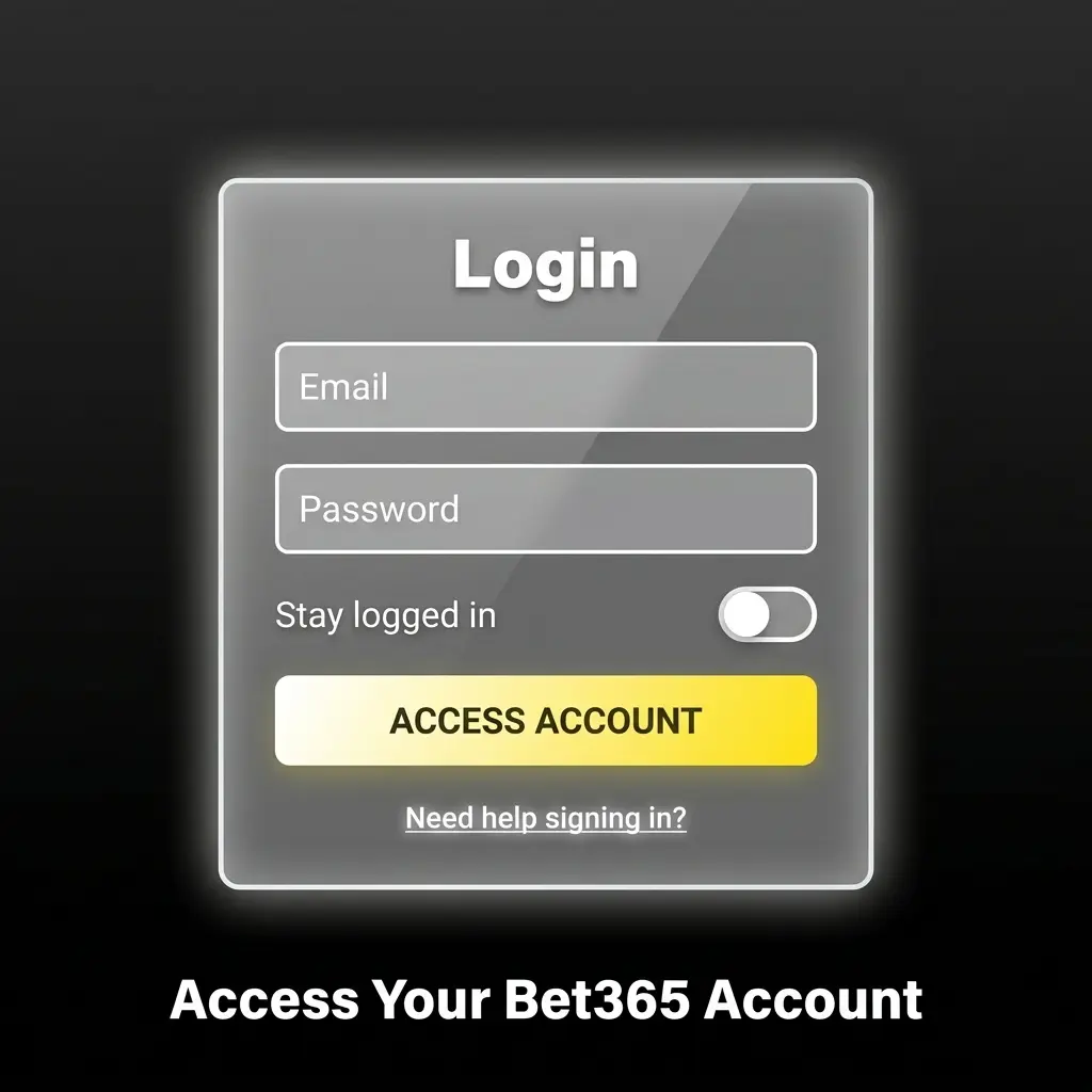 Bet365 login page interface showing email and password fields with two-factor authentication for secure account access