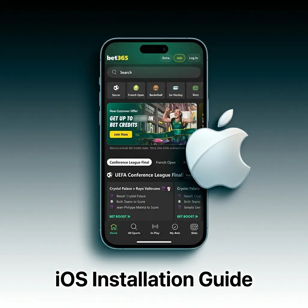 Bet365 iOS app installation guide showing step-by-step download process from Apple App Store for iPhone users in India