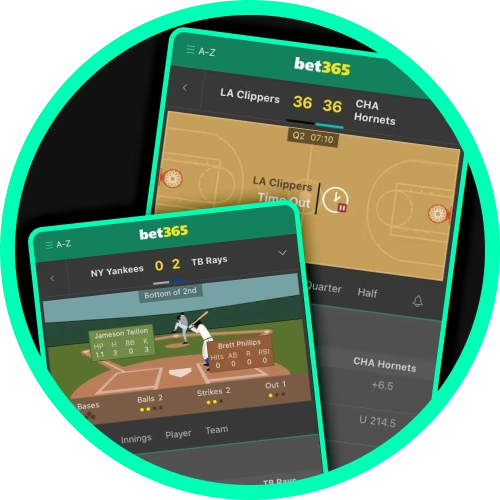 Place fast in play sports wagers online with Bet365 platform.
