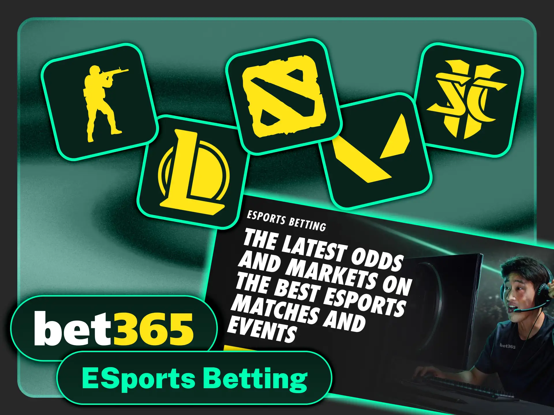 Bet on major eSports tournament matches using Bet365 India platform.